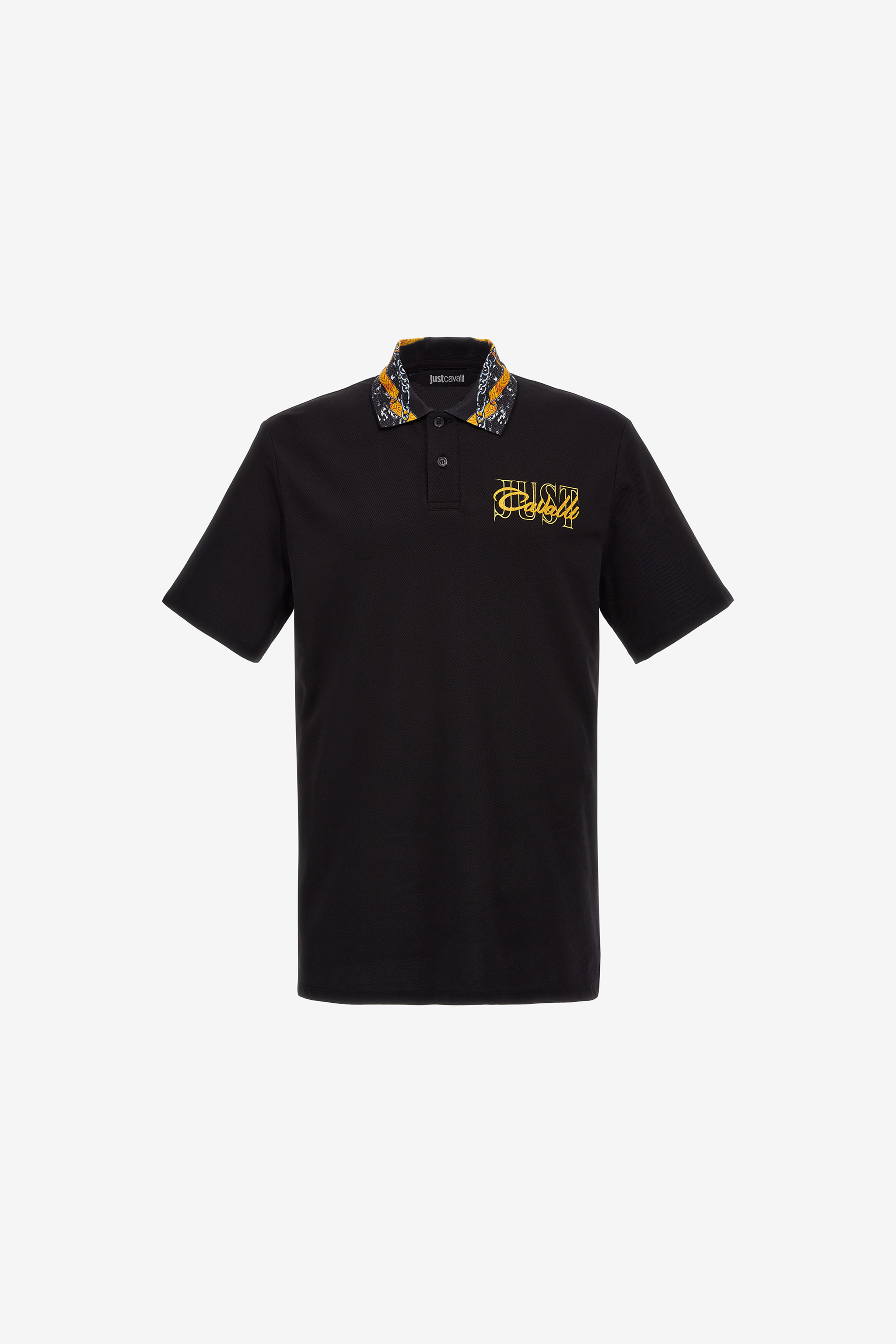 Just Cavalli Tiger Logo Polo Shirt | BLACK/GOLD | Men | Just Cavalli US