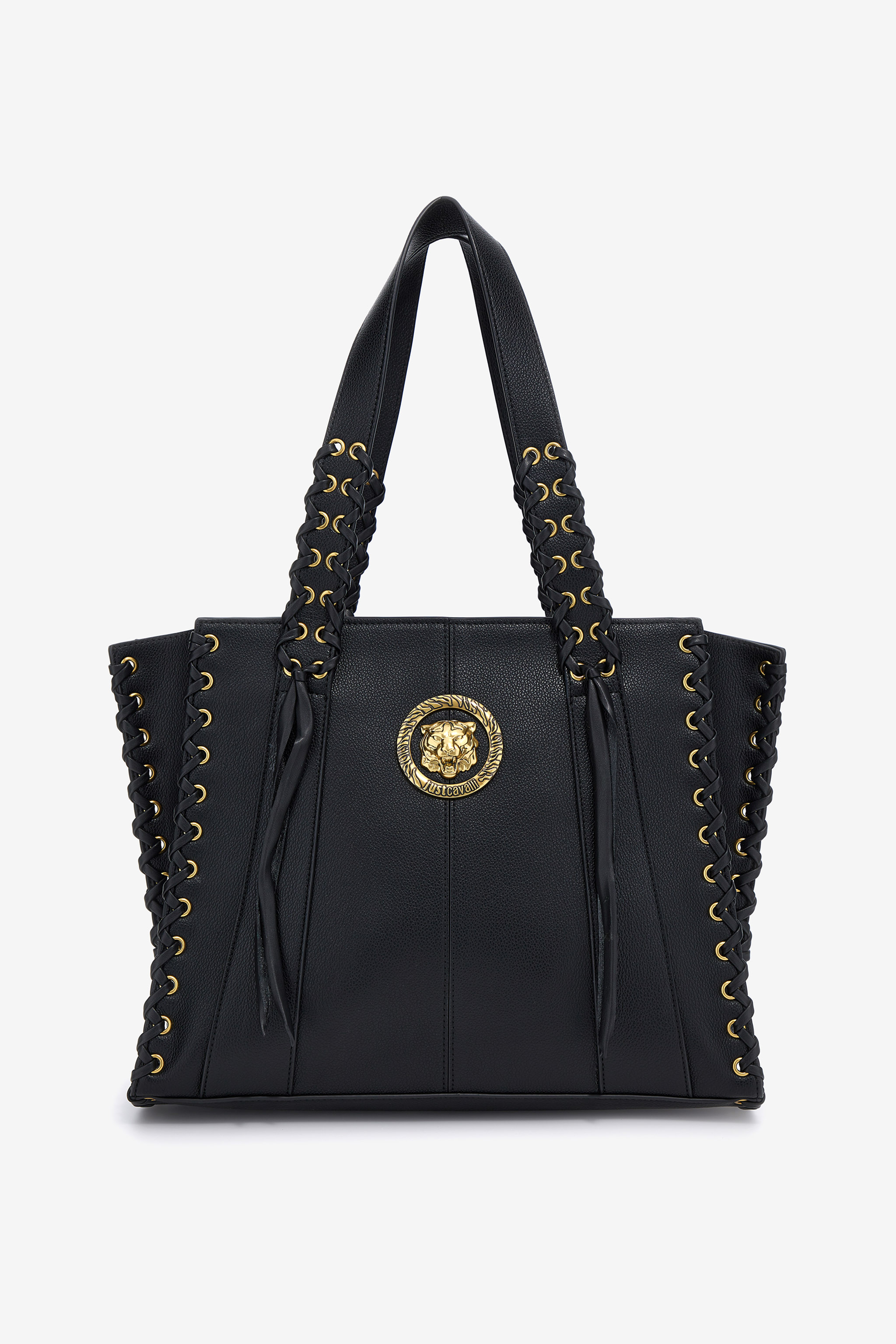 Just Cavalli Shopping Bag with Interweaving, BLACK, Women