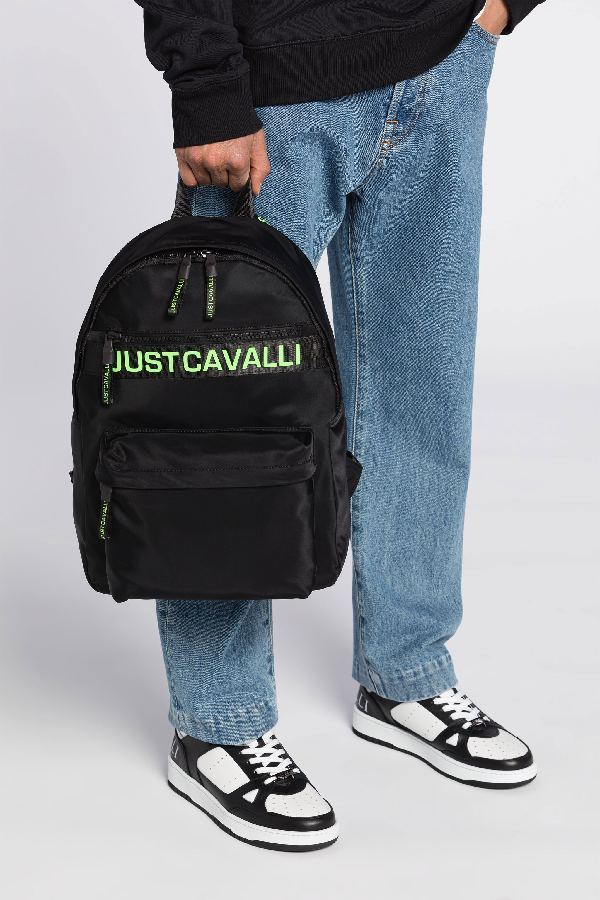 Just Cavalli Logo-Print Backpack | BLACK & GREEN | | Just Cavalli SL